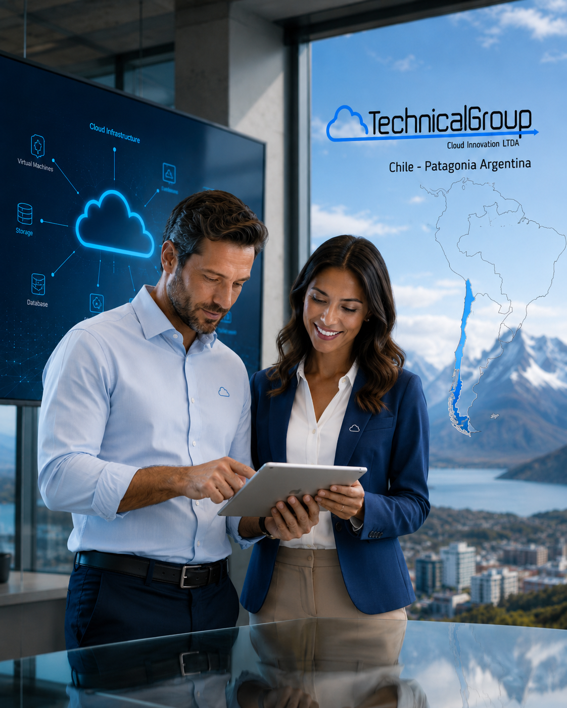 Mapa de cobertura de TechnicalGroup en Chile y Patagonia Argentina